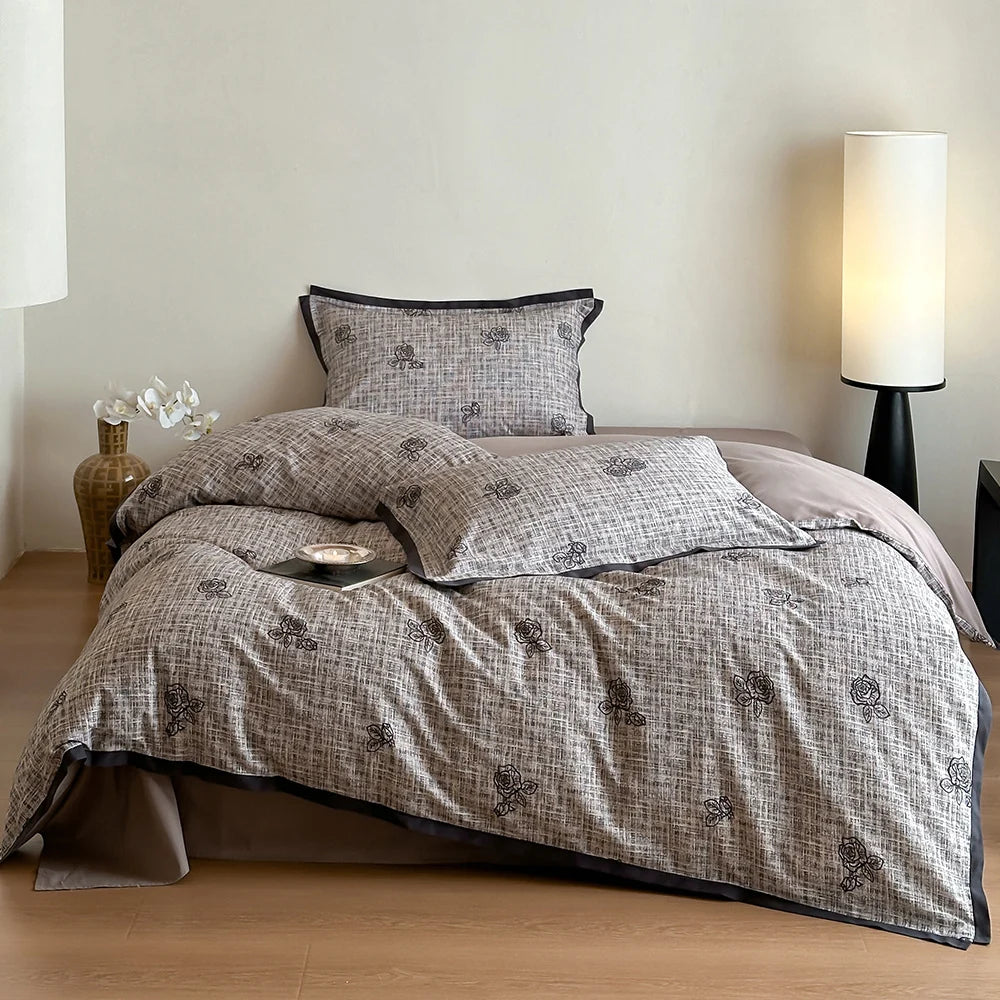 Duvet Cover Set Cotton Blend Reversible Set of 4