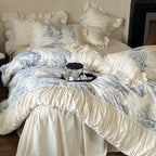 Duvet Cover Set Cotton Blend Toile & Ruffles