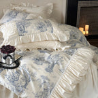 Duvet Cover Set Cotton Blend Toile & Ruffles
