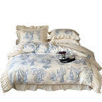 Duvet Cover Set Cotton Blend Toile & Ruffles
