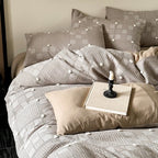 Duvet Cover Set Cotton Blend Waffle & Pompom Trim