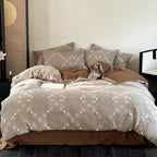 Duvet Cover Set Cotton Blend Waffle & Pompom Trim