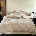 Duvet Cover Set Cotton Blend Waffle & Pompom Trim