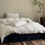 Duvet Cover Set Cotton Fine Stripes & Contrast Piping