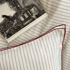 Duvet Cover Set Cotton Fine Stripes & Contrast Piping