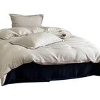 Duvet Cover Set Cotton Fine Stripes & Contrast Piping