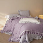 Duvet Cover Set Cotton Gauze Lightweight Ruffle & Lace