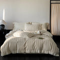 Duvet Cover Set Cotton-Linen Blend Breathable Lace Hem