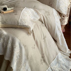 Duvet Cover Set Cotton-Linen Blend Lace Trim