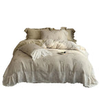 Duvet Cover Set Cotton-Linen Blend Lace Trim