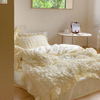 Duvet Cover Set Cotton-Linen Blend Washed Crinkle & Ruffle
