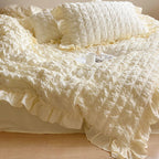 Duvet Cover Set Cotton-Linen Blend Washed Crinkle & Ruffle