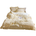 Duvet Cover Set Cotton-Linen Blend Washed Crinkle & Ruffle
