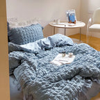 Duvet Cover Set Cotton-Linen Blend Washed Crinkle & Ruffle