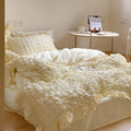 Duvet Cover Set Cotton-Linen Blend Washed Crinkle & Ruffle