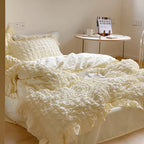 Duvet Cover Set Cotton-Linen Blend Washed Crinkle & Ruffle