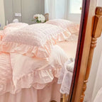 Duvet Cover Set Cotton-Linen Blend Washed Crinkle & Ruffle