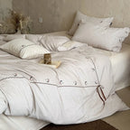 Duvet Cover Set Cotton-Linen Embroidered Floral