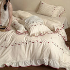 Duvet Cover Set Cotton-Linen Embroidered Set of 4