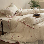 Duvet Cover Set Cotton-Linen Embroidered Set of 4