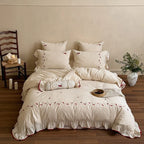 Duvet Cover Set Cotton-Linen Embroidered Set of 4