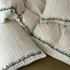 Duvet Cover Set Cotton-Linen Embroidered Washed Crinkle 4-Piece