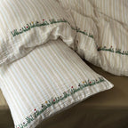 Duvet Cover Set Cotton-Linen Embroidered Washed Crinkle 4-Piece