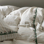Duvet Cover Set Cotton-Linen Embroidered Washed Crinkle 4-Piece