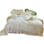 Duvet Cover Set Cotton-Linen Floral Embroidery & Ruffle