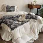 Duvet Cover Set Cotton-Linen Jacquard Floral