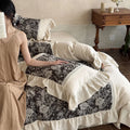 Duvet Cover Set Cotton-Linen Jacquard Floral