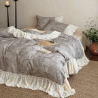 Duvet Cover Set Cotton-Linen Lace Ruffle