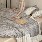 Duvet Cover Set Cotton-Linen Lace Ruffle