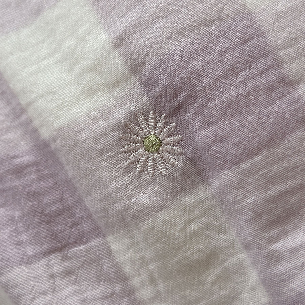 Duvet Cover Set Cotton Muslin Checked & Embroidered