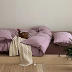 Duvet Cover Set Cotton Percale Breathable Tie Bands