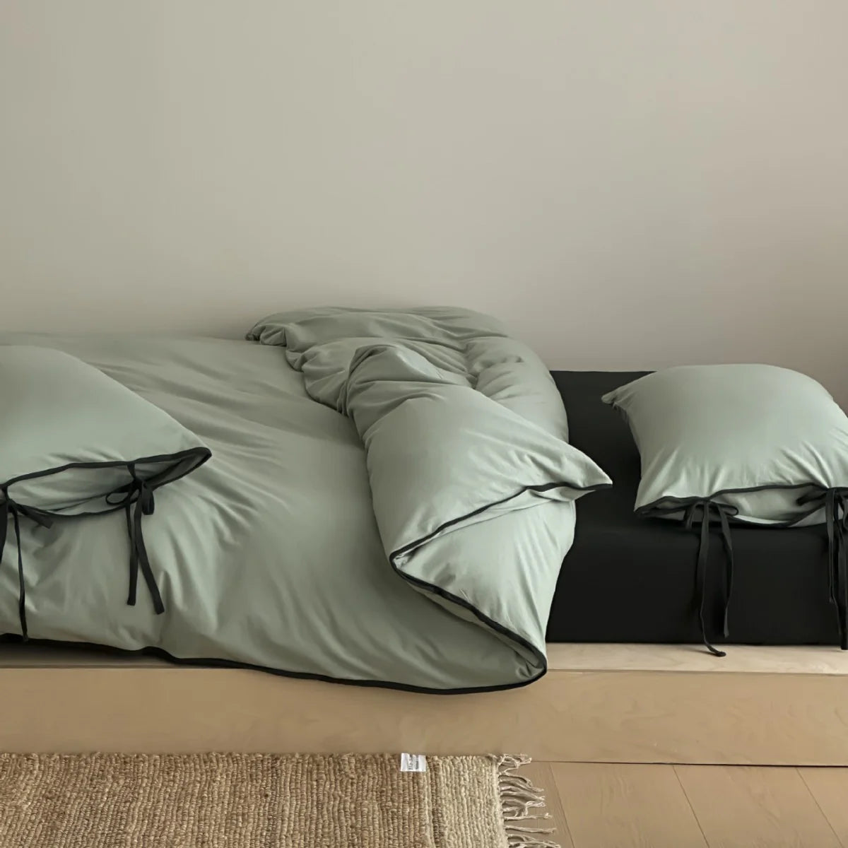 Duvet Cover Set Cotton Percale Breathable Tie Bands
