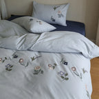 Duvet Cover Set Cotton Percale Embroidered Wildflower Temperature-Regulating