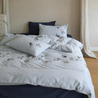 Duvet Cover Set Cotton Percale Embroidered Wildflower Temperature-Regulating