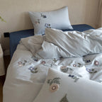 Duvet Cover Set Cotton Percale Embroidered Wildflower Temperature-Regulating