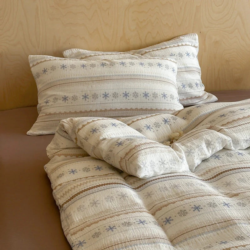 Duvet Cover Set Cotton Percale Nordic Striped Machine Washable