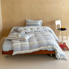 Duvet Cover Set Cotton Percale Nordic Striped Machine Washable