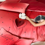 Duvet Cover Set Cotton Percale Ombre 3D Heart Applique