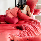 Duvet Cover Set Cotton Percale Ombre 3D Heart Applique
