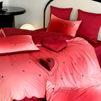 Duvet Cover Set Cotton Percale Ombre 3D Heart Applique