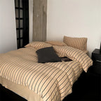 Duvet Cover Set Cotton Percale Pinstripe Concealed Zipper