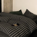 Duvet Cover Set Cotton Percale Pinstripe Concealed Zipper