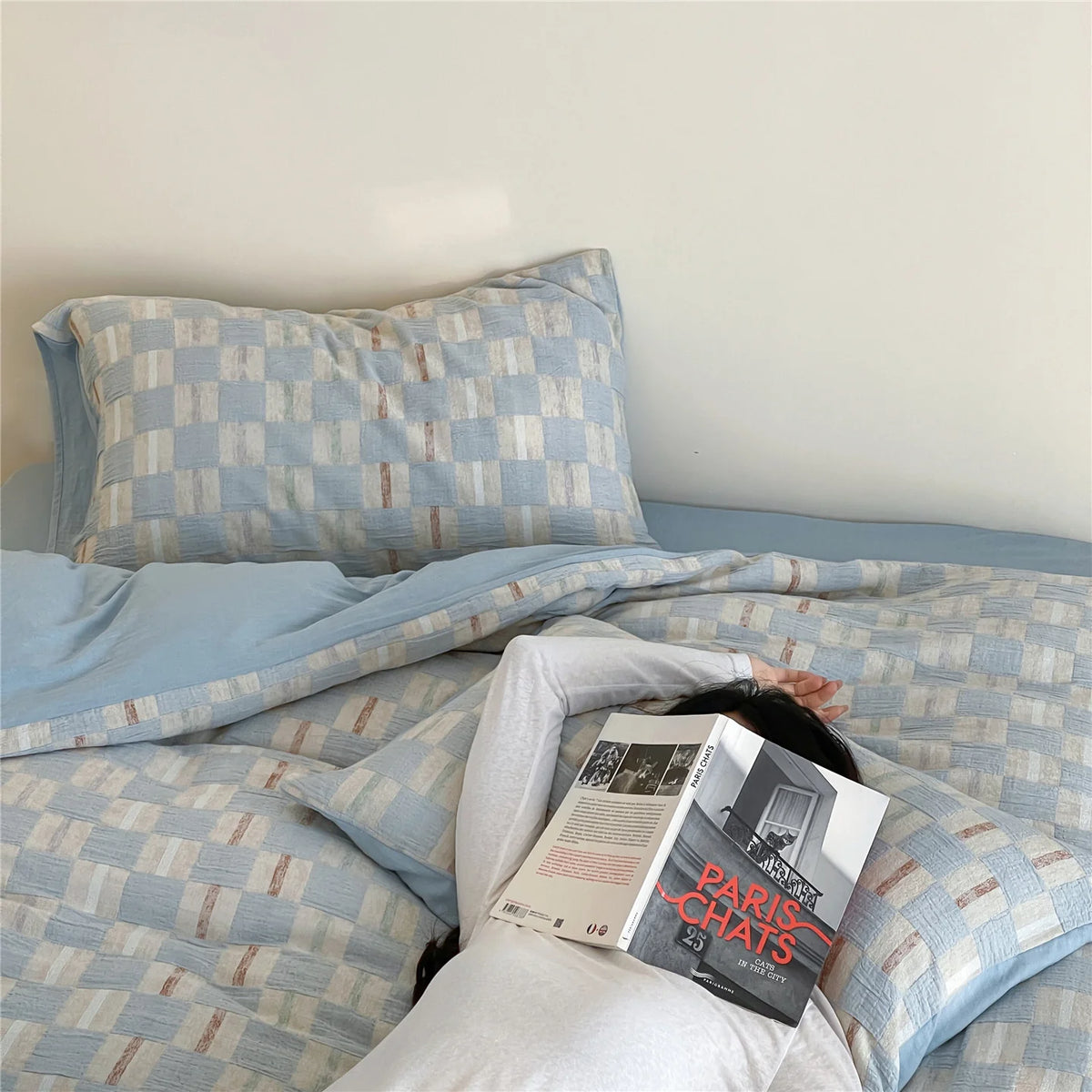 Duvet Cover Set Cotton Percale Reversible 4-Piece