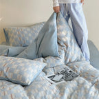 Duvet Cover Set Cotton Percale Reversible 4-Piece