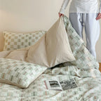 Duvet Cover Set Cotton Percale Reversible 4-Piece