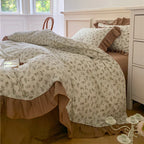 Duvet Cover Set Cotton Percale Reversible Floral Ruffle